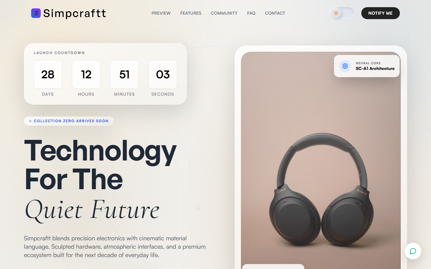 Simpcraftt landing page preview